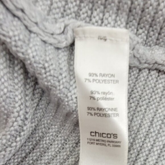 Chico's Tunic Sweater Women's XL Gray Pullover Mixed Stitch Scoop Pullover - Picture 8 of 9